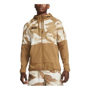 Nike Dri-Fit Brown Cascade Brustroke Camo Full Zip Hoodie Medium‎